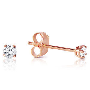 14K. GOLD STUD EARRINGS WITH 0.10 CT. NATURAL DIAMONDS (Rose Gold)